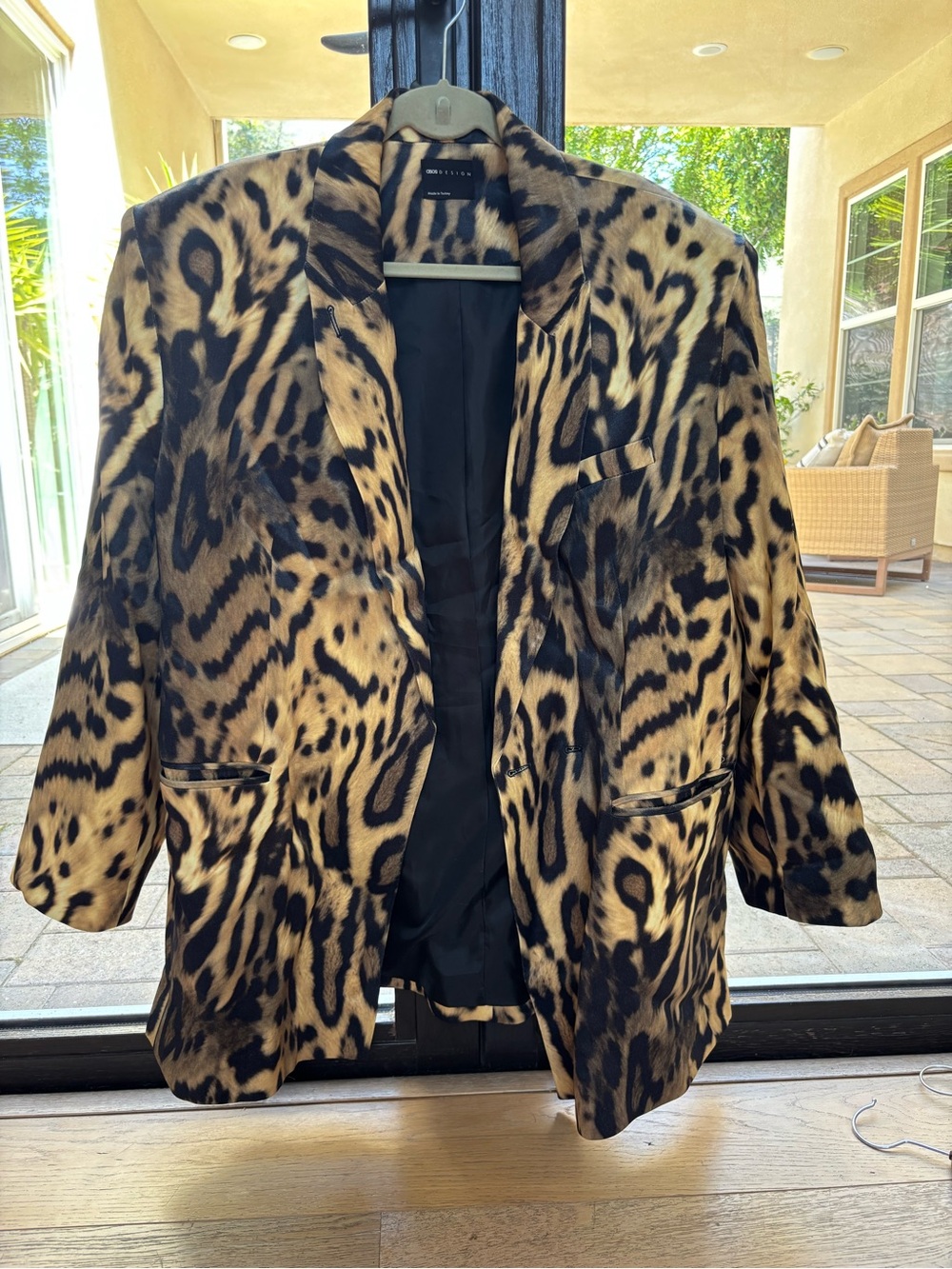 Leopard Print Women’s Blazer Jacket - Brown/Black